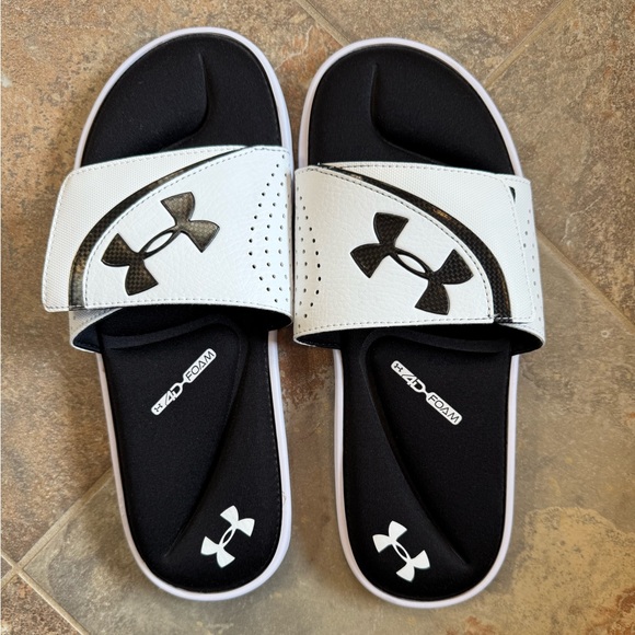 Under Armor white 4d foam slides size 10 adult brand new - Picture 1 of 2